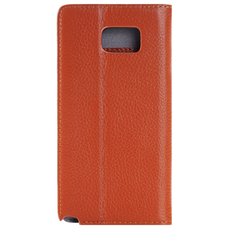 Litchi Texture Horizontal Flip Solid Color Genuine Leather Case with Holder and Card Slot for Galaxy Note 5 / N920