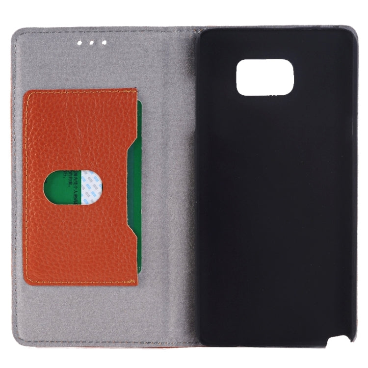Litchi Texture Horizontal Flip Solid Color Genuine Leather Case with Holder and Card Slot for Galaxy Note 5 / N920