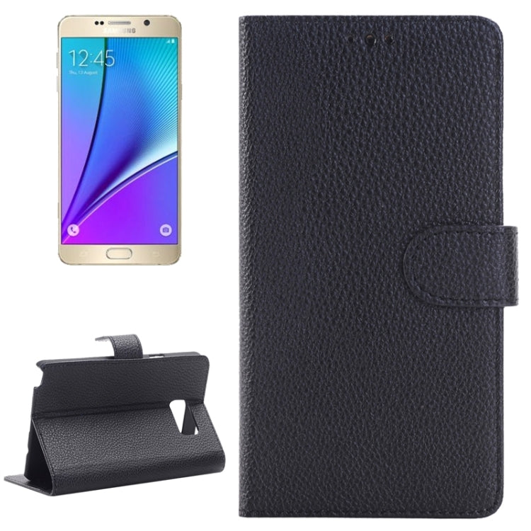 Litchi Texture Horizontal Flip Solid Color Leather Case with Holder and Card Slots for Galaxy Note 5 / N920