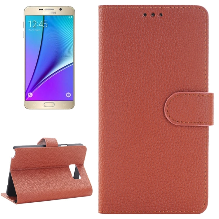 Litchi Texture Horizontal Flip Solid Color Leather Case with Holder and Card Slots for Galaxy Note 5 / N920