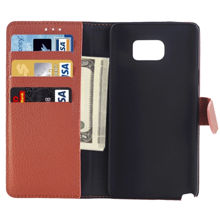 Litchi Texture Horizontal Flip Solid Color Leather Case with Holder and Card Slots for Galaxy Note 5 / N920