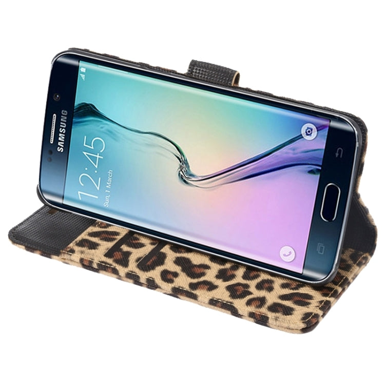 For Galaxy S6 Edge+ / G928 Sexy Leopard Texture Horizontal Flip Leather Case with Wallet & Card Slots & Holder (Yellow)
