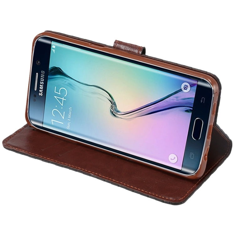 For Galaxy S6 Edge+ / G928 Plaid Patterns Horizontal Flip Leather Case with Card Slots and Holder