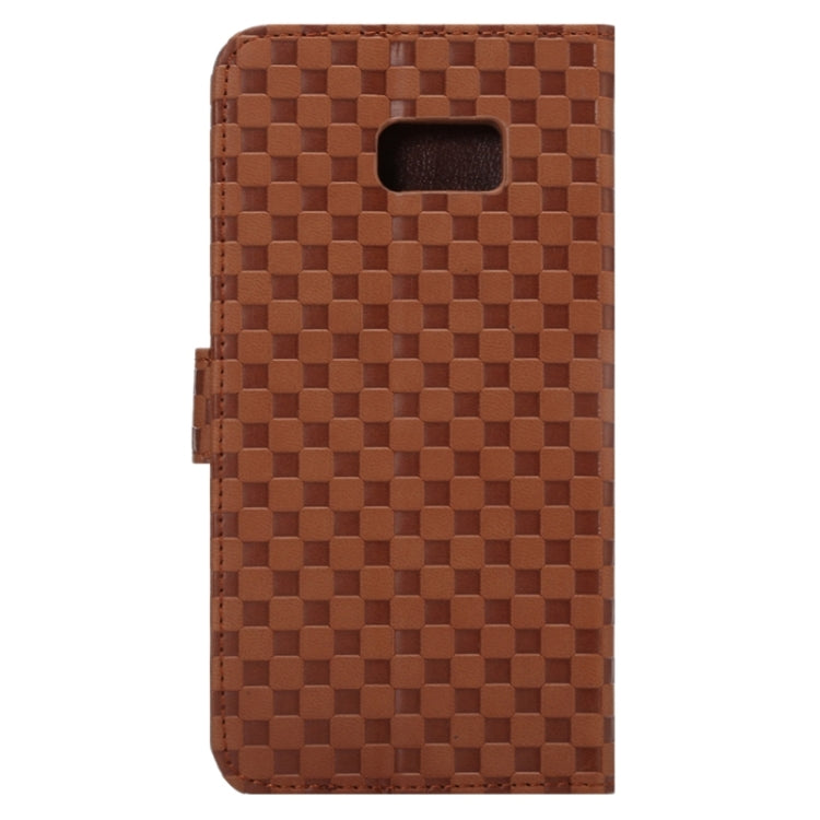 For Galaxy S6 Edge+ / G928 Plaid Patterns Horizontal Flip Leather Case with Card Slots and Holder