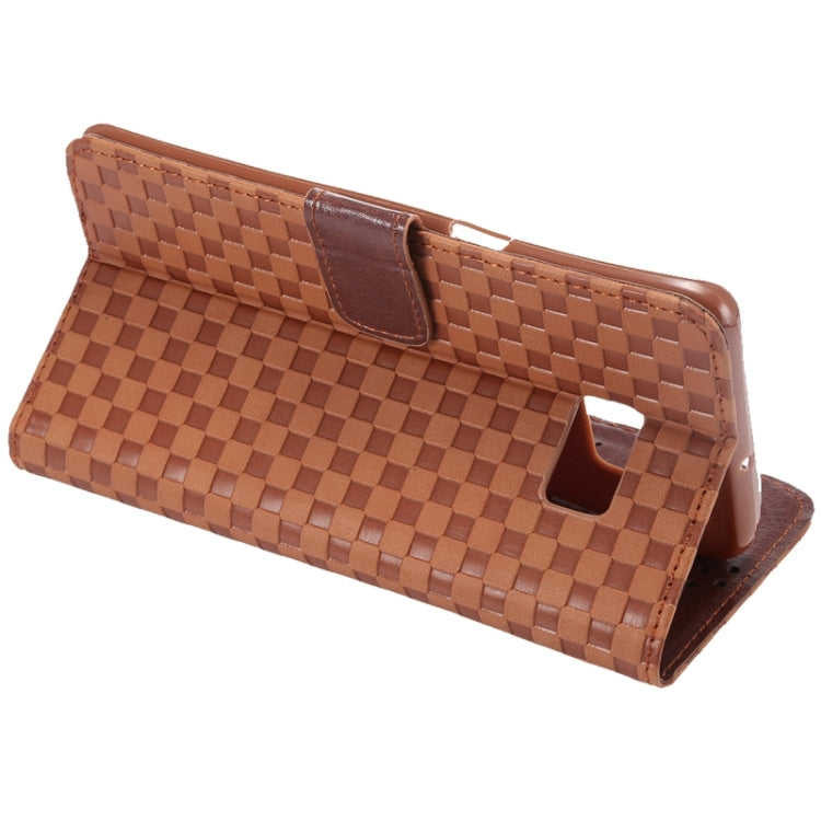 For Galaxy S6 Edge+ / G928 Plaid Patterns Horizontal Flip Leather Case with Card Slots and Holder
