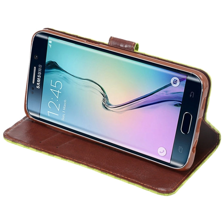 For Galaxy S6 Edge+ / G928 Plaid Patterns Horizontal Flip Leather Case with Card Slots and Holder