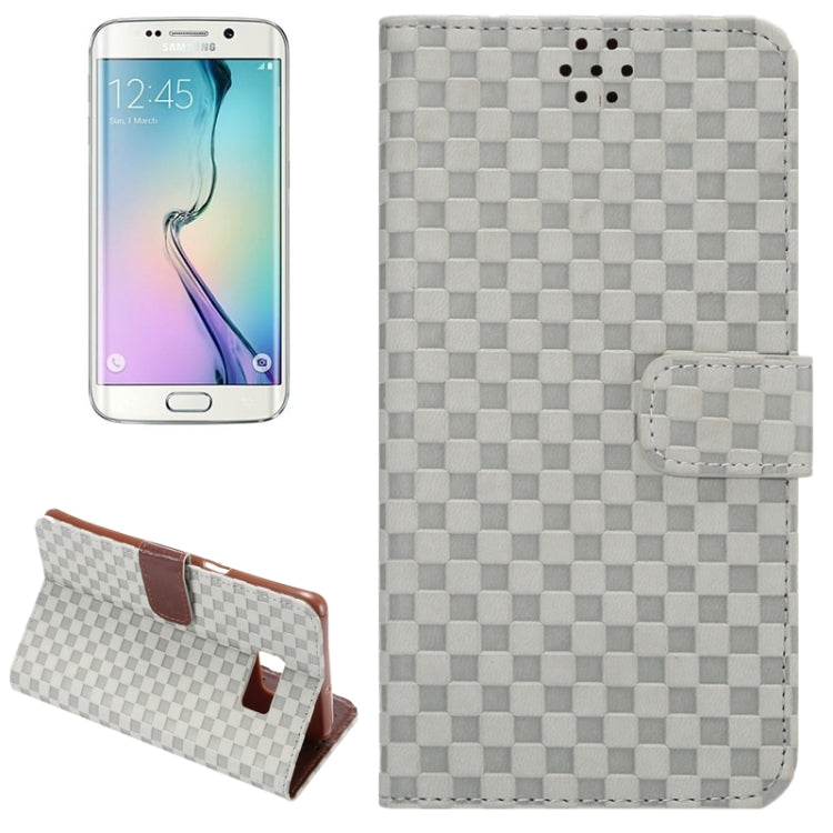 For Galaxy S6 Edge+ / G928 Plaid Patterns Horizontal Flip Leather Case with Card Slots and Holder