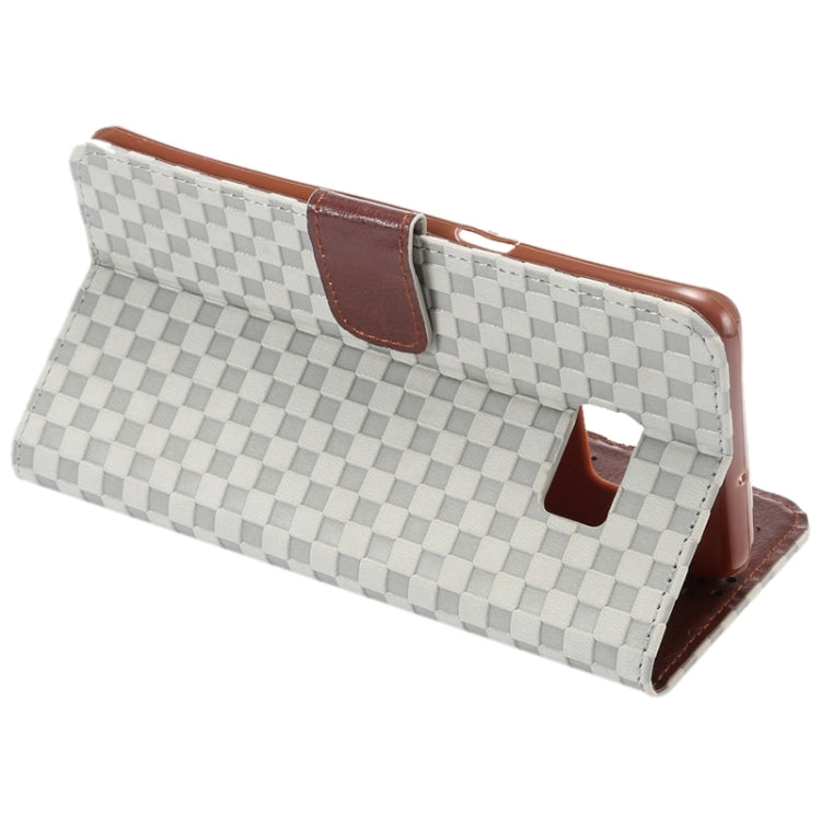 For Galaxy S6 Edge+ / G928 Plaid Patterns Horizontal Flip Leather Case with Card Slots and Holder