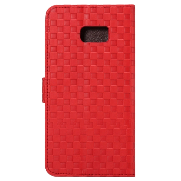 For Galaxy S6 Edge+ / G928 Plaid Patterns Horizontal Flip Leather Case with Card Slots and Holder
