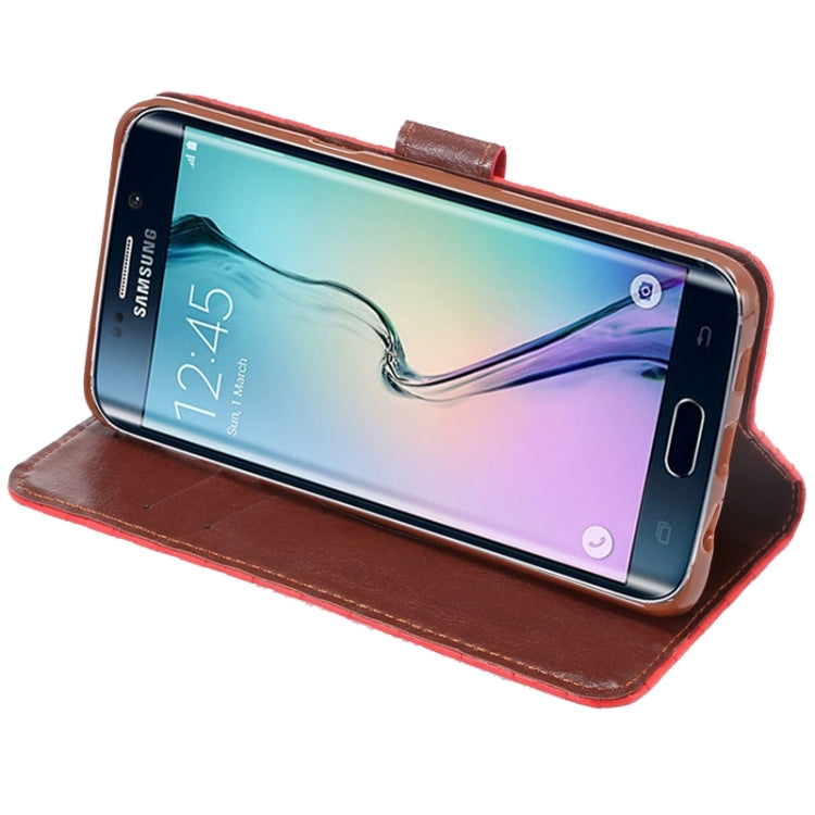For Galaxy S6 Edge+ / G928 Plaid Patterns Horizontal Flip Leather Case with Card Slots and Holder