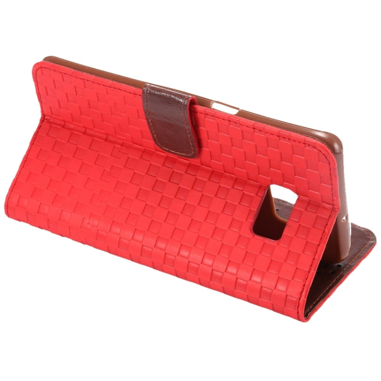 For Galaxy S6 Edge+ / G928 Plaid Patterns Horizontal Flip Leather Case with Card Slots and Holder