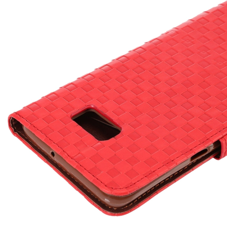 For Galaxy S6 Edge+ / G928 Plaid Patterns Horizontal Flip Leather Case with Card Slots and Holder