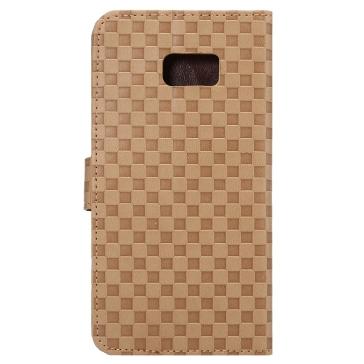For Galaxy S6 Edge+ / G928 Plaid Patterns Horizontal Flip Leather Case with Card Slots and Holder