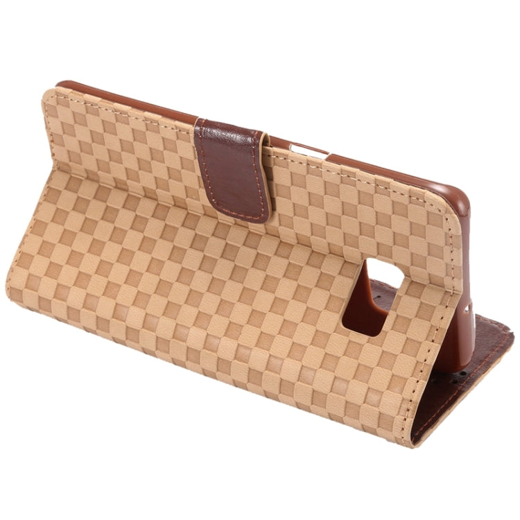 For Galaxy S6 Edge+ / G928 Plaid Patterns Horizontal Flip Leather Case with Card Slots and Holder