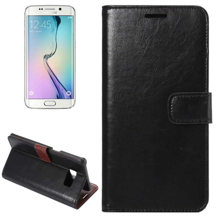 For Galaxy S6 Edge+ / G928 Crazy Horse Texture Horizontal Flip Solid Color Leather Case with Wallet & Card Slots & Holder