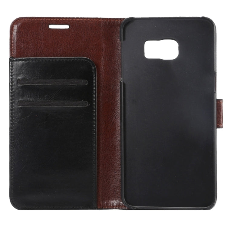 For Galaxy S6 Edge+ / G928 Crazy Horse Texture Horizontal Flip Solid Color Leather Case with Wallet & Card Slots & Holder