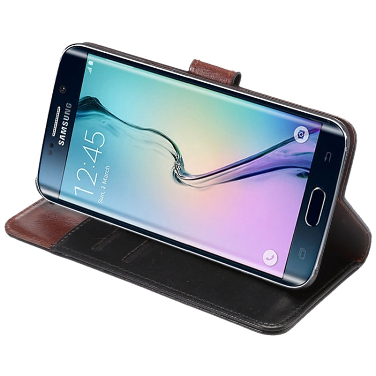 For Galaxy S6 Edge+ / G928 Crazy Horse Texture Horizontal Flip Solid Color Leather Case with Wallet & Card Slots & Holder