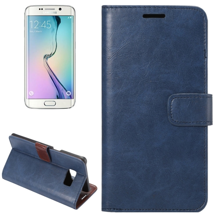 For Galaxy S6 Edge+ / G928 Crazy Horse Texture Horizontal Flip Solid Color Leather Case with Wallet & Card Slots & Holder