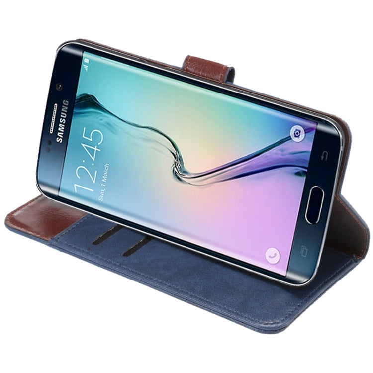 For Galaxy S6 Edge+ / G928 Crazy Horse Texture Horizontal Flip Solid Color Leather Case with Wallet & Card Slots & Holder