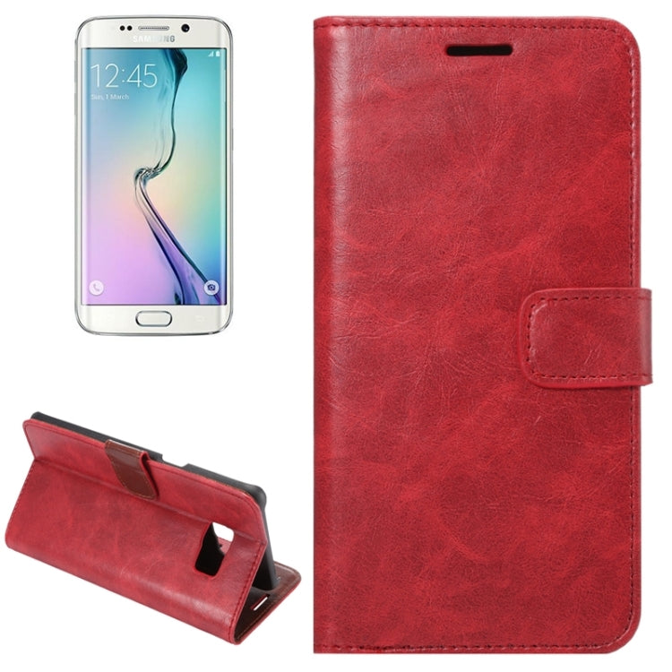 For Galaxy S6 Edge+ / G928 Crazy Horse Texture Horizontal Flip Solid Color Leather Case with Wallet & Card Slots & Holder