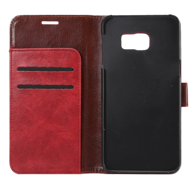 For Galaxy S6 Edge+ / G928 Crazy Horse Texture Horizontal Flip Solid Color Leather Case with Wallet & Card Slots & Holder