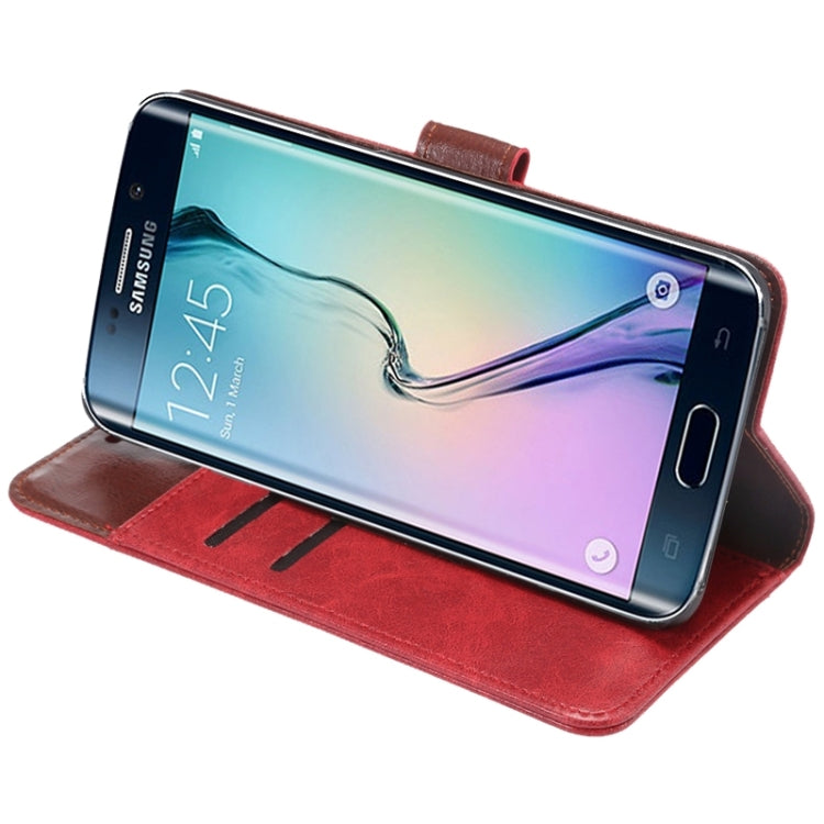 For Galaxy S6 Edge+ / G928 Crazy Horse Texture Horizontal Flip Solid Color Leather Case with Wallet & Card Slots & Holder