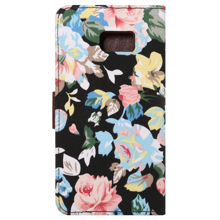 For Galaxy S6 Edge+ / G928 Flower Pattern Cloth Surface Horizontal Flip Leather Case with Wallet & Card Slots & Holder