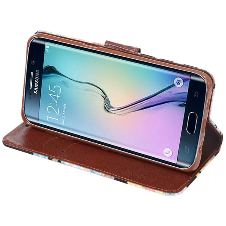For Galaxy S6 Edge+ / G928 Flower Pattern Cloth Surface Horizontal Flip Leather Case with Wallet & Card Slots & Holder