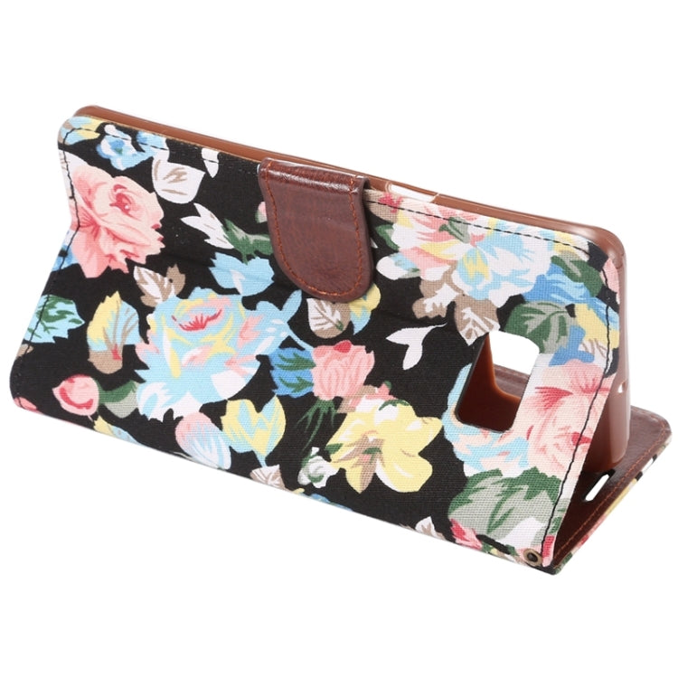 For Galaxy S6 Edge+ / G928 Flower Pattern Cloth Surface Horizontal Flip Leather Case with Wallet & Card Slots & Holder