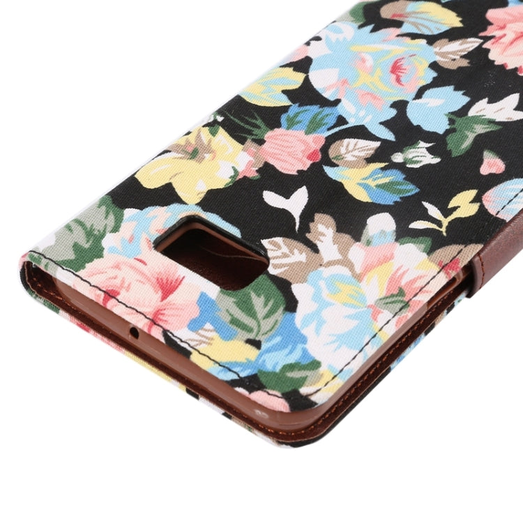 For Galaxy S6 Edge+ / G928 Flower Pattern Cloth Surface Horizontal Flip Leather Case with Wallet & Card Slots & Holder