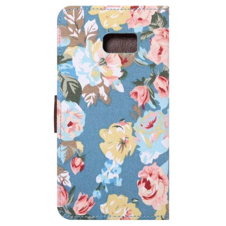 For Galaxy S6 Edge+ / G928 Flower Pattern Cloth Surface Horizontal Flip Leather Case with Wallet & Card Slots & Holder