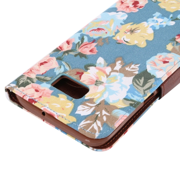 For Galaxy S6 Edge+ / G928 Flower Pattern Cloth Surface Horizontal Flip Leather Case with Wallet & Card Slots & Holder