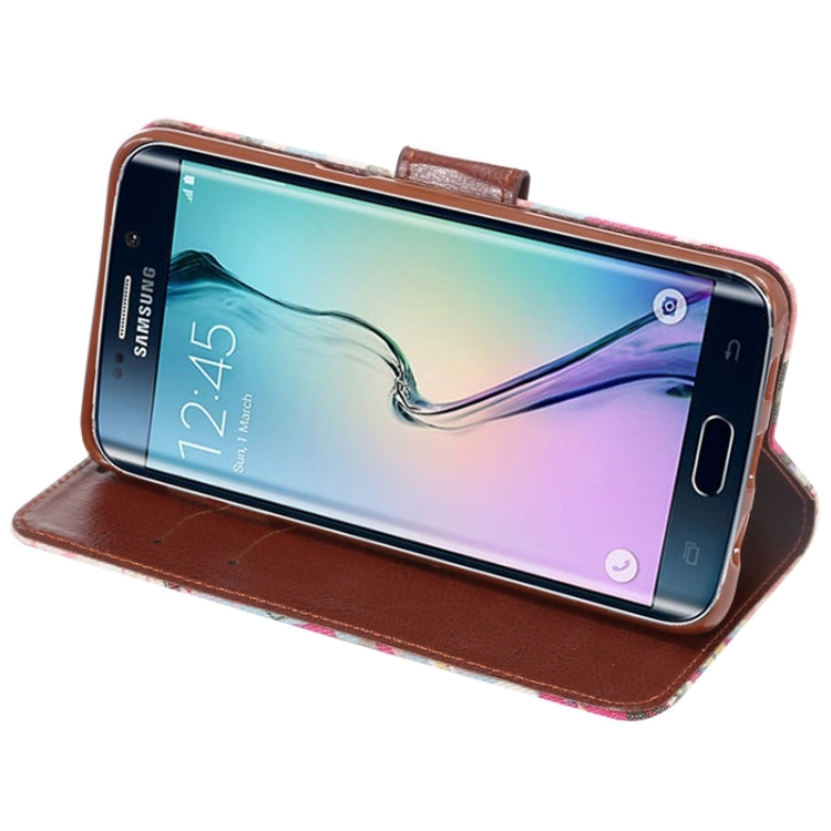 For Galaxy S6 Edge+ / G928 Flower Pattern Cloth Surface Horizontal Flip Leather Case with Wallet & Card Slots & Holder