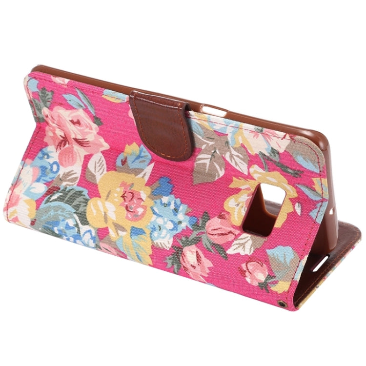 For Galaxy S6 Edge+ / G928 Flower Pattern Cloth Surface Horizontal Flip Leather Case with Wallet & Card Slots & Holder