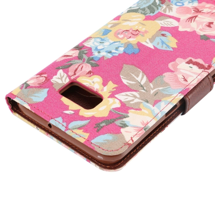 For Galaxy S6 Edge+ / G928 Flower Pattern Cloth Surface Horizontal Flip Leather Case with Wallet & Card Slots & Holder