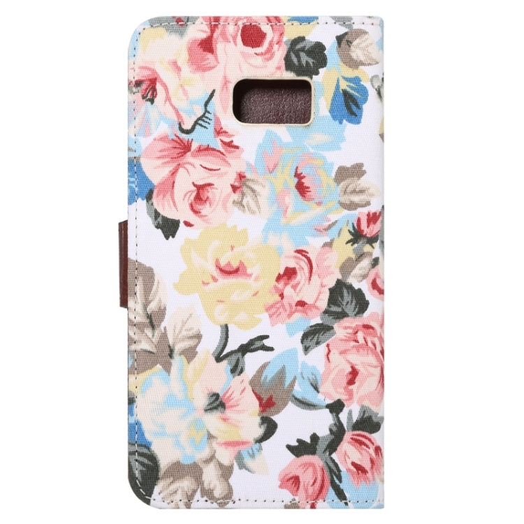 For Galaxy S6 Edge+ / G928 Flower Pattern Cloth Surface Horizontal Flip Leather Case with Wallet & Card Slots & Holder