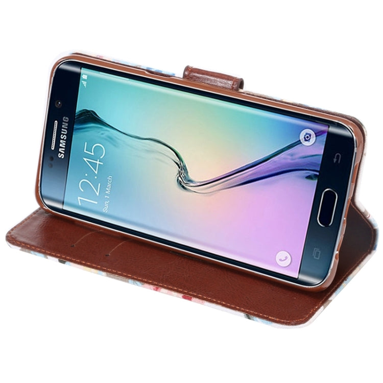 For Galaxy S6 Edge+ / G928 Flower Pattern Cloth Surface Horizontal Flip Leather Case with Wallet & Card Slots & Holder