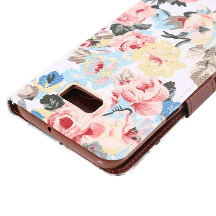 For Galaxy S6 Edge+ / G928 Flower Pattern Cloth Surface Horizontal Flip Leather Case with Wallet & Card Slots & Holder