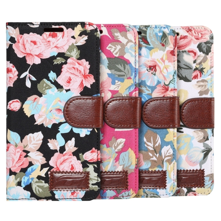 For Galaxy S6 Edge+ / G928 Flower Pattern Cloth Surface Horizontal Flip Leather Case with Wallet & Card Slots & Holder