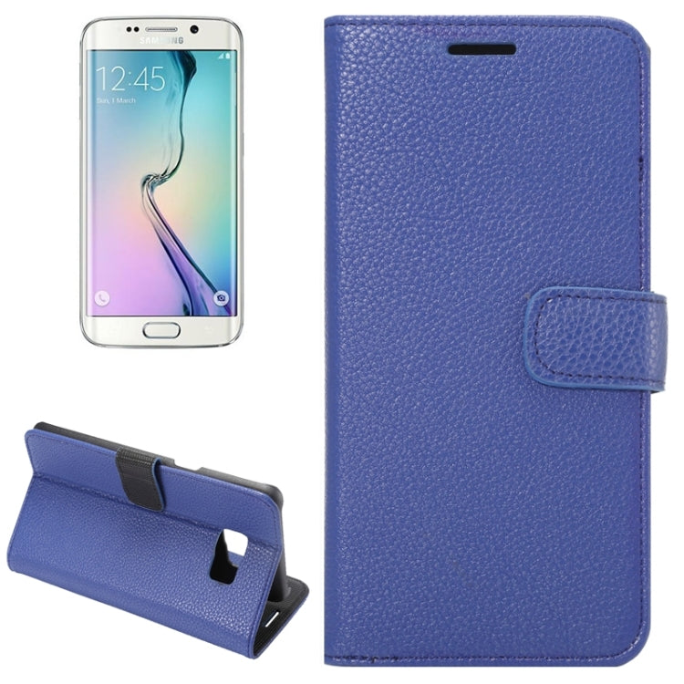 For Galaxy S6 Edge+ / G928 Litchi Texture Horizontal Flip Solid Color Leather Case with Wallet & Card Slots & Holder