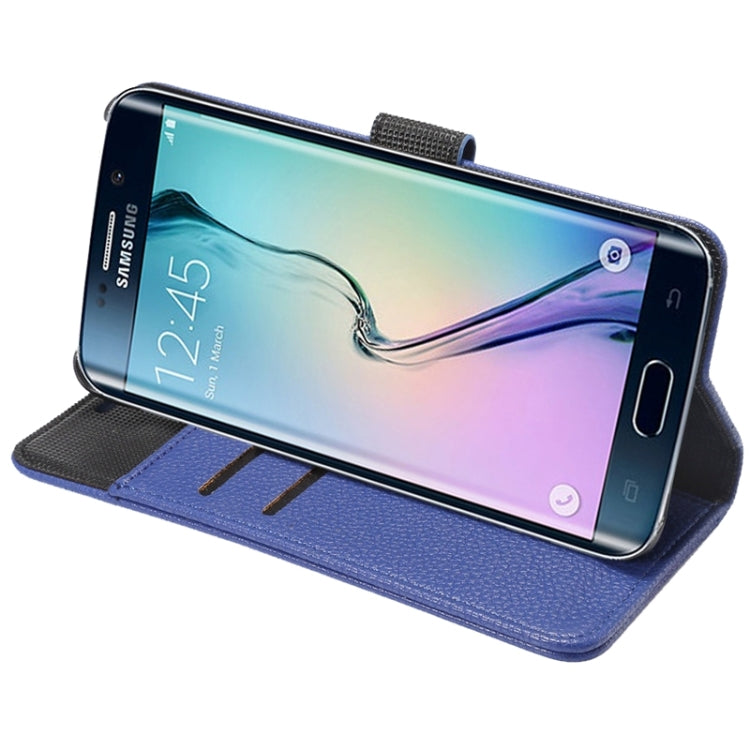 For Galaxy S6 Edge+ / G928 Litchi Texture Horizontal Flip Solid Color Leather Case with Wallet & Card Slots & Holder