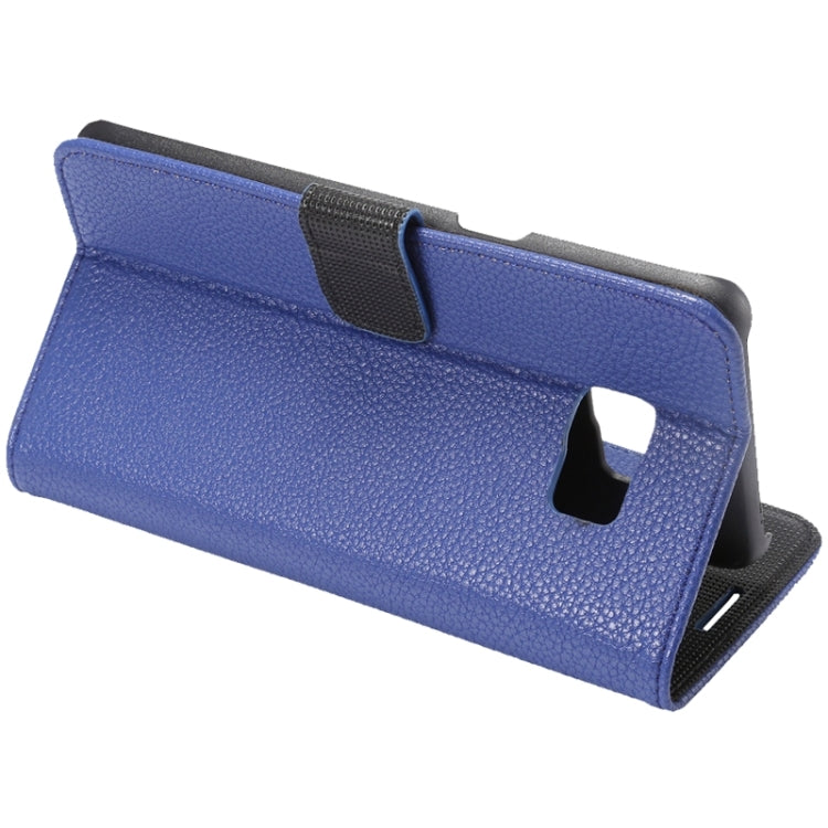 For Galaxy S6 Edge+ / G928 Litchi Texture Horizontal Flip Solid Color Leather Case with Wallet & Card Slots & Holder