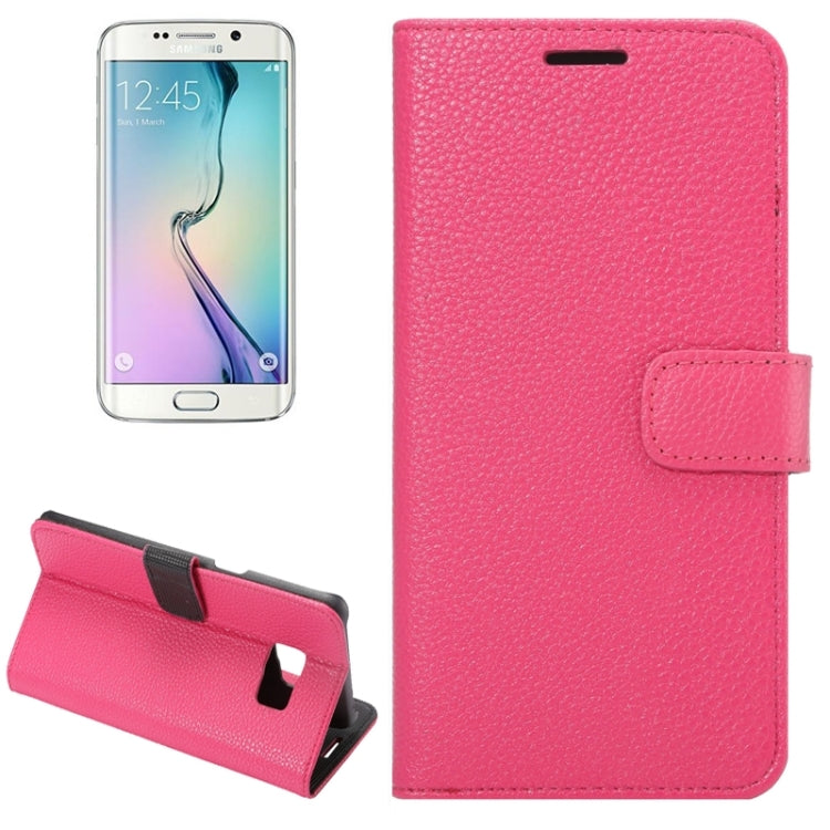 For Galaxy S6 Edge+ / G928 Litchi Texture Horizontal Flip Solid Color Leather Case with Wallet & Card Slots & Holder