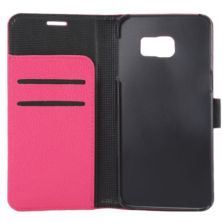 For Galaxy S6 Edge+ / G928 Litchi Texture Horizontal Flip Solid Color Leather Case with Wallet & Card Slots & Holder