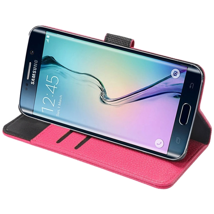 For Galaxy S6 Edge+ / G928 Litchi Texture Horizontal Flip Solid Color Leather Case with Wallet & Card Slots & Holder