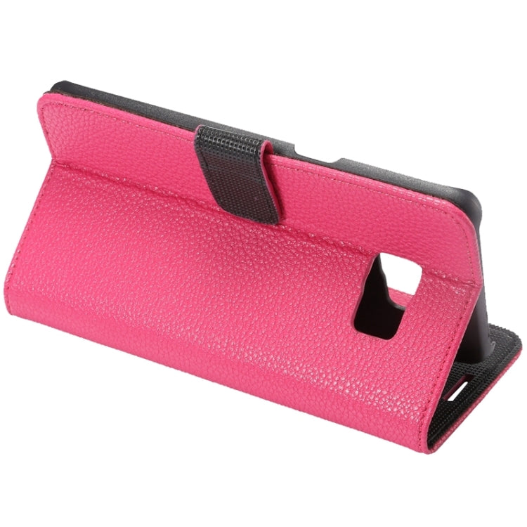 For Galaxy S6 Edge+ / G928 Litchi Texture Horizontal Flip Solid Color Leather Case with Wallet & Card Slots & Holder