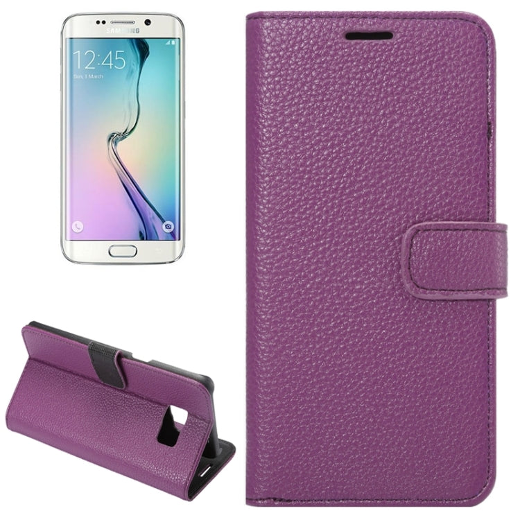 For Galaxy S6 Edge+ / G928 Litchi Texture Horizontal Flip Solid Color Leather Case with Wallet & Card Slots & Holder