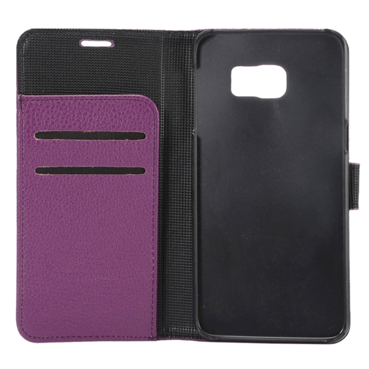 For Galaxy S6 Edge+ / G928 Litchi Texture Horizontal Flip Solid Color Leather Case with Wallet & Card Slots & Holder