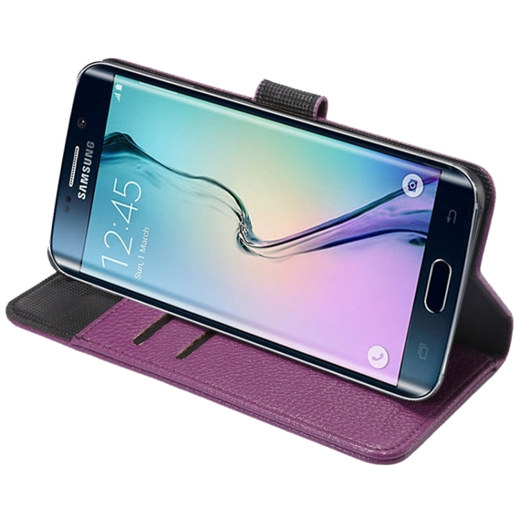 For Galaxy S6 Edge+ / G928 Litchi Texture Horizontal Flip Solid Color Leather Case with Wallet & Card Slots & Holder