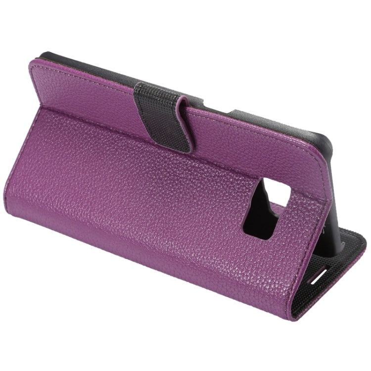 For Galaxy S6 Edge+ / G928 Litchi Texture Horizontal Flip Solid Color Leather Case with Wallet & Card Slots & Holder